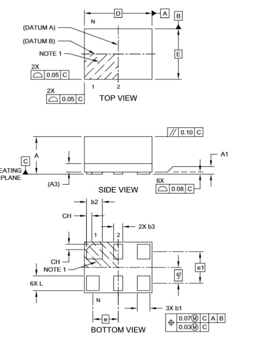 Technische Zeichnung - Microchip Technology DSC61x MEMS-Taktgeneratoren